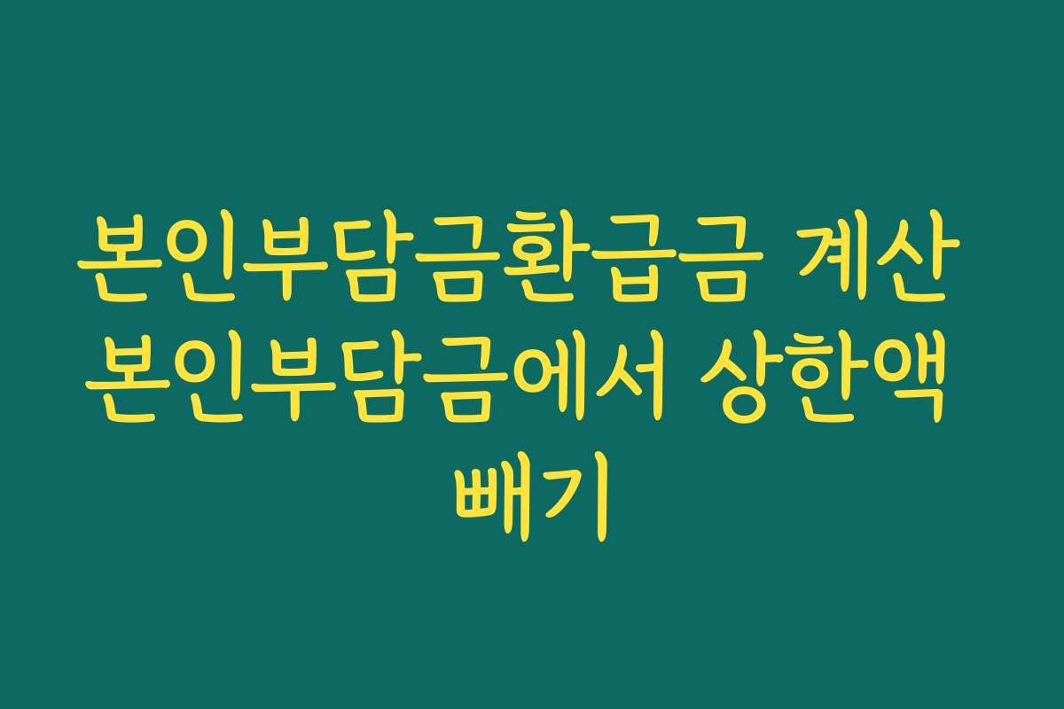 본인부담금환급금 계산 본인부담금에서 상한액 빼기