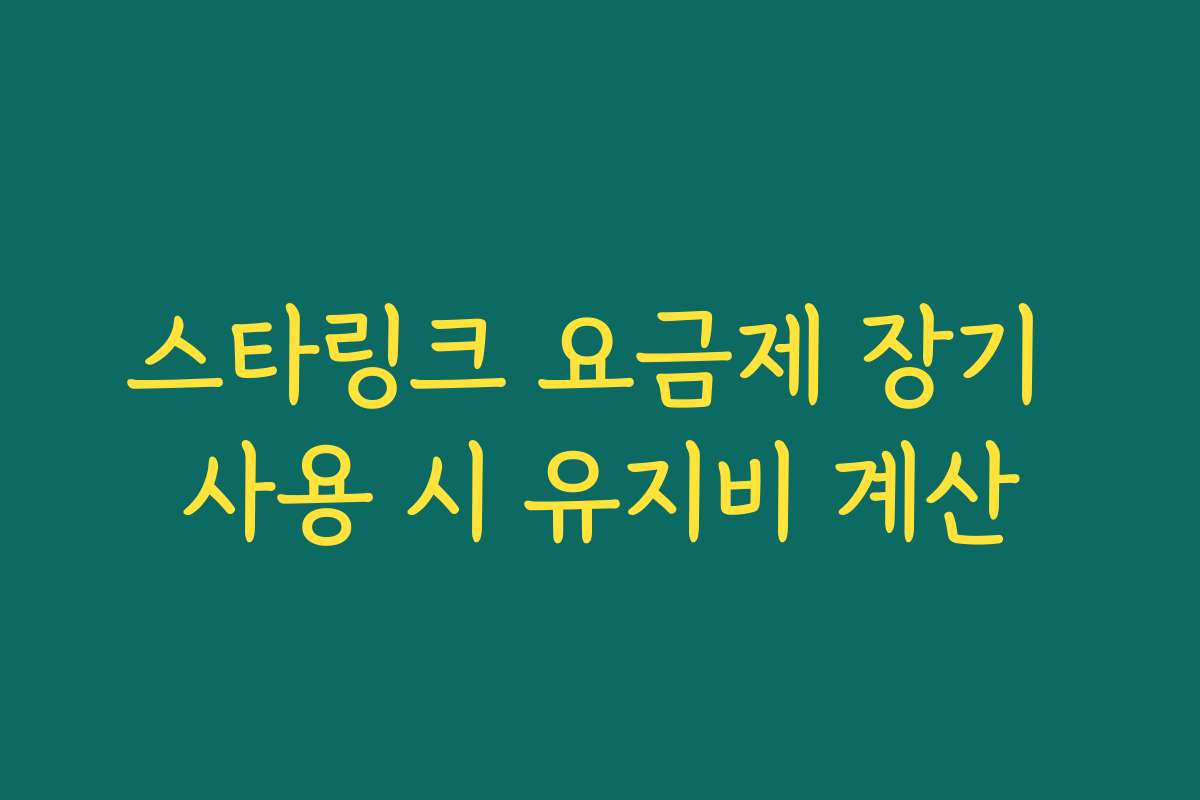 스타링크 요금제 장기 사용 시 유지비 계산