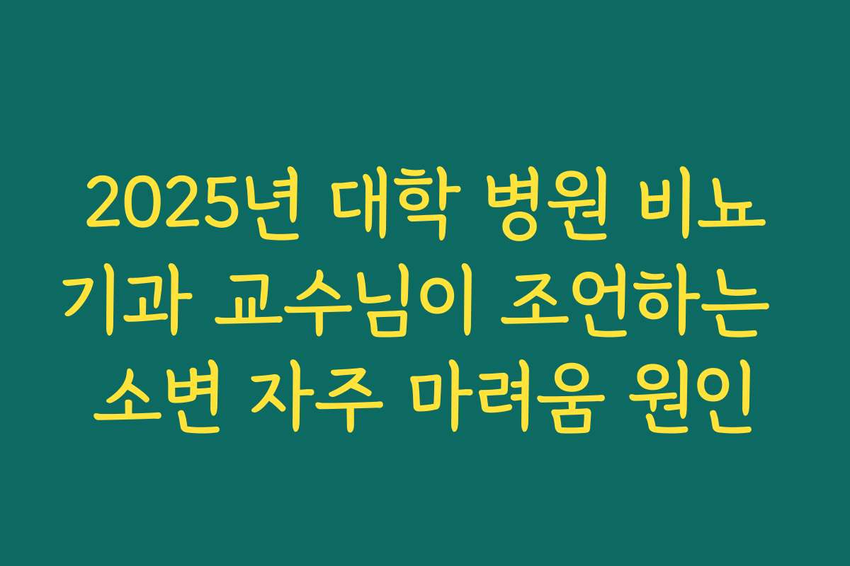 2025년 대학 병원 비뇨기과 교수님이 조언하는 소변 자주 마려움 원인