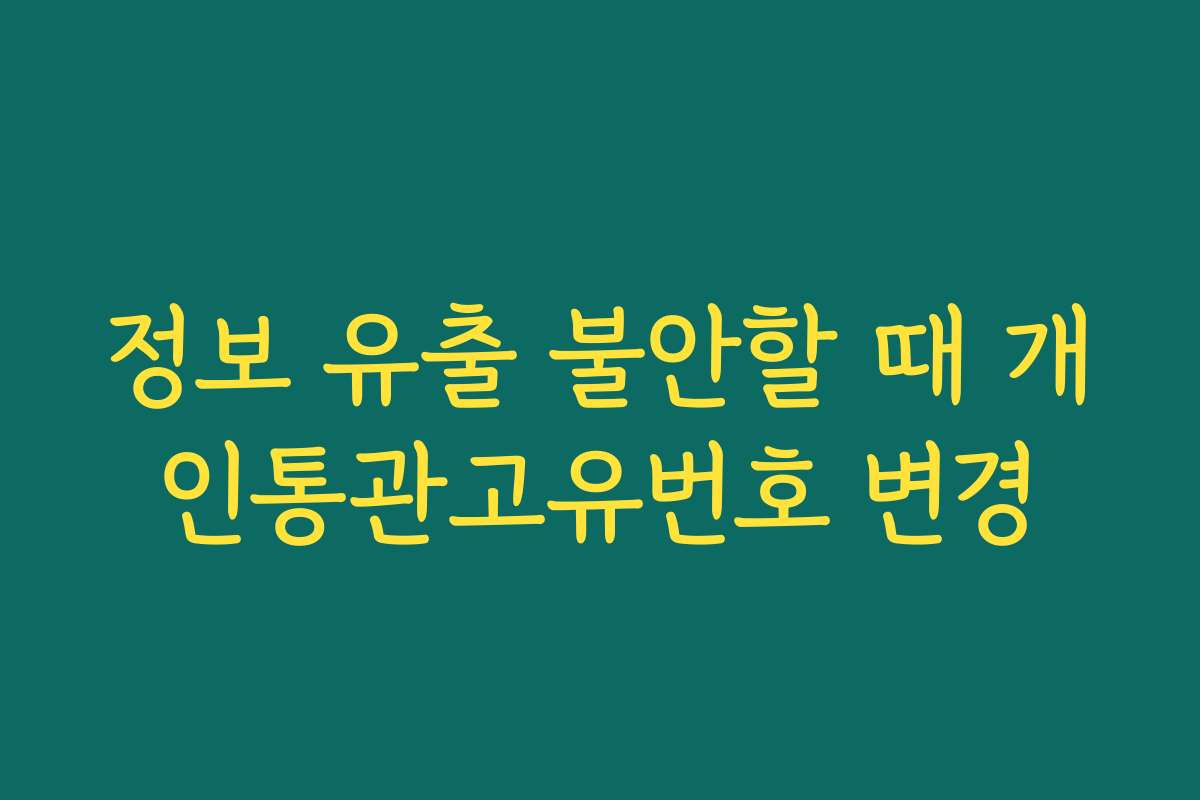 정보 유출 불안할 때 개인통관고유번호 변경