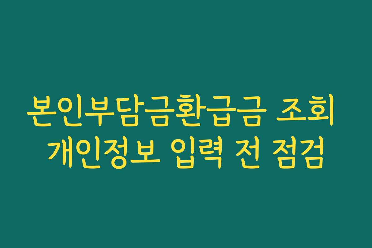 본인부담금환급금 조회 개인정보 입력 전 점검