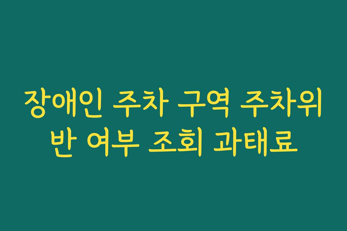 장애인 주차 구역 주차위반 여부 조회 과태료