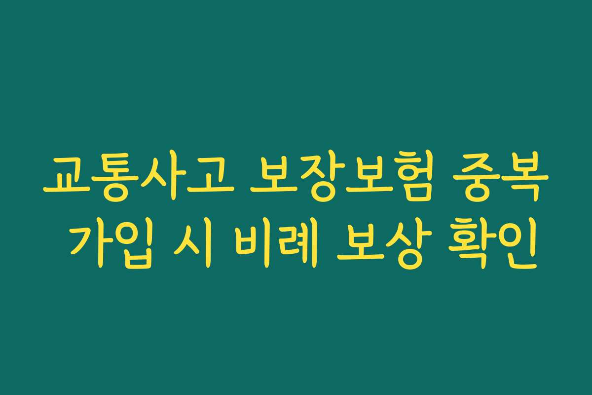 교통사고 보장보험 중복 가입 시 비례 보상 확인