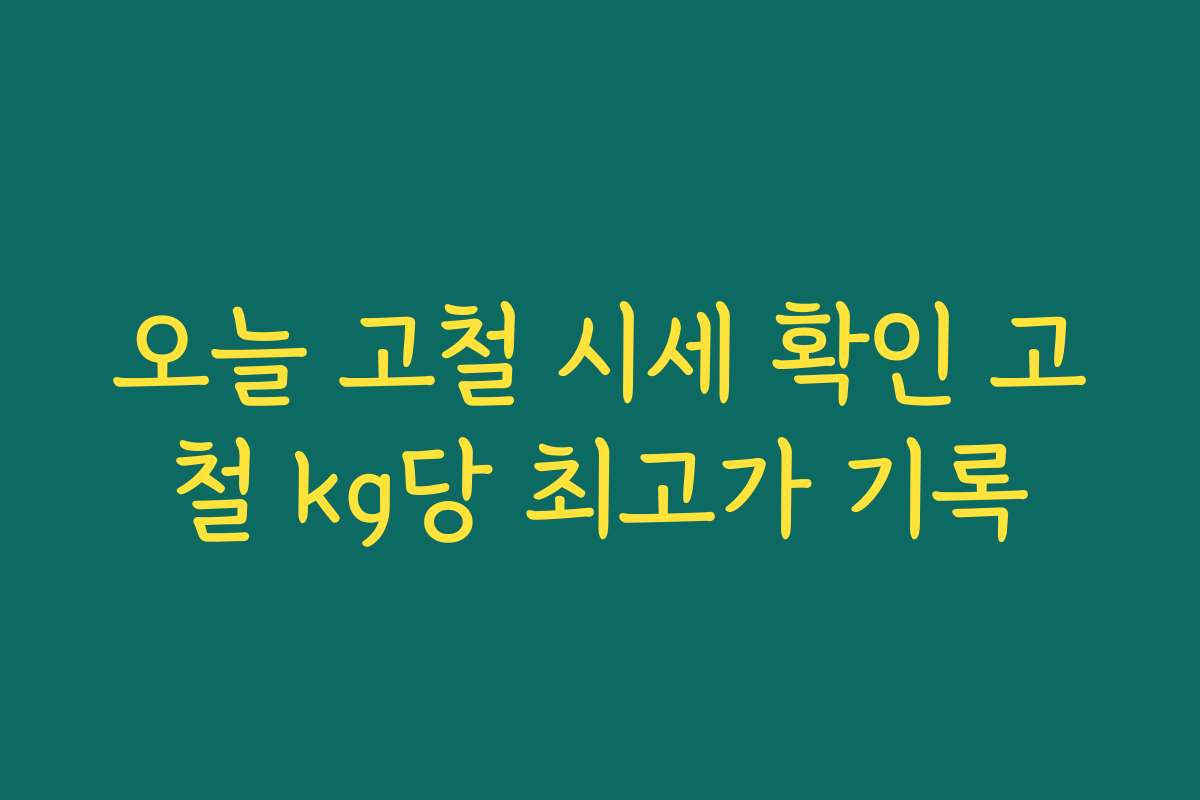 오늘 고철 시세 확인 고철 kg당 최고가 기록