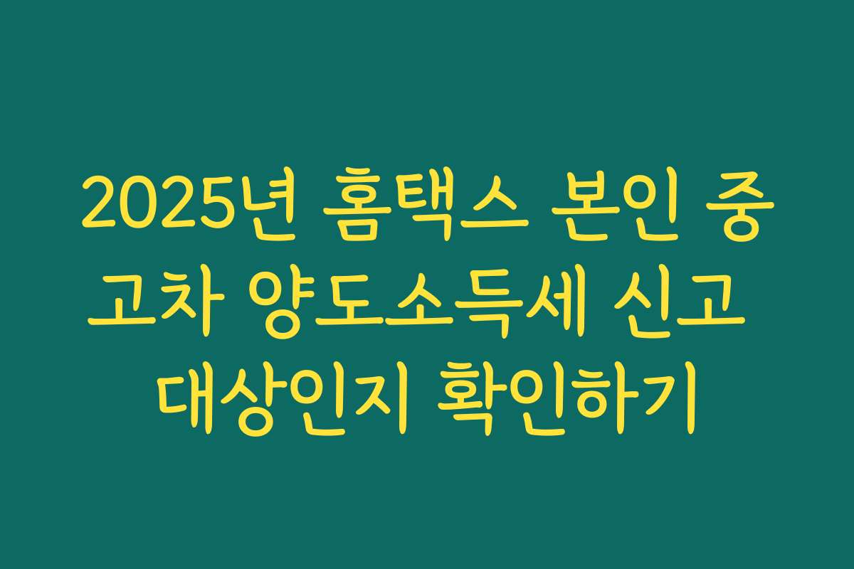 2025년 홈택스 본인 중고차 양도소득세 신고 대상인지 확인하기