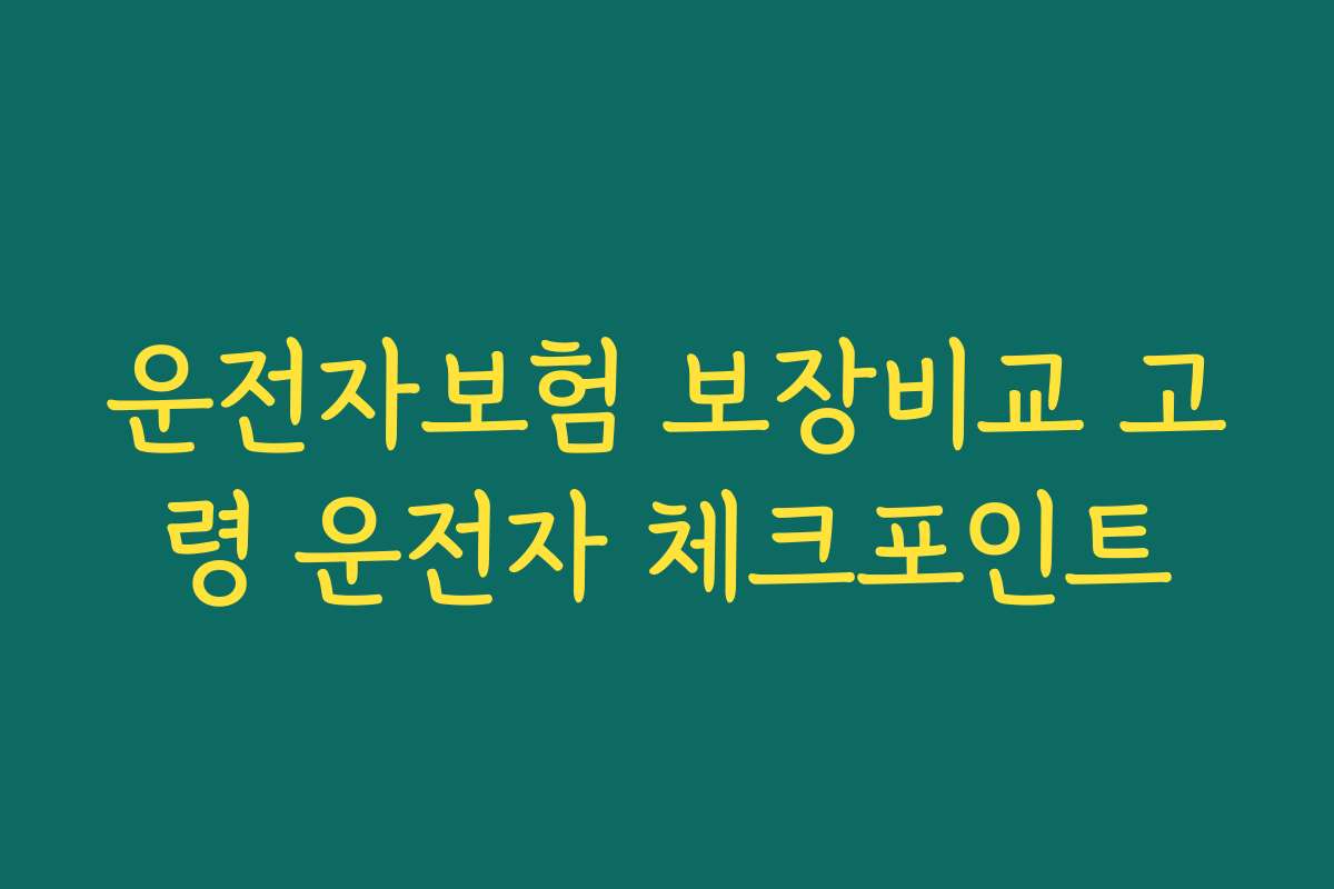 운전자보험 보장비교 고령 운전자 체크포인트