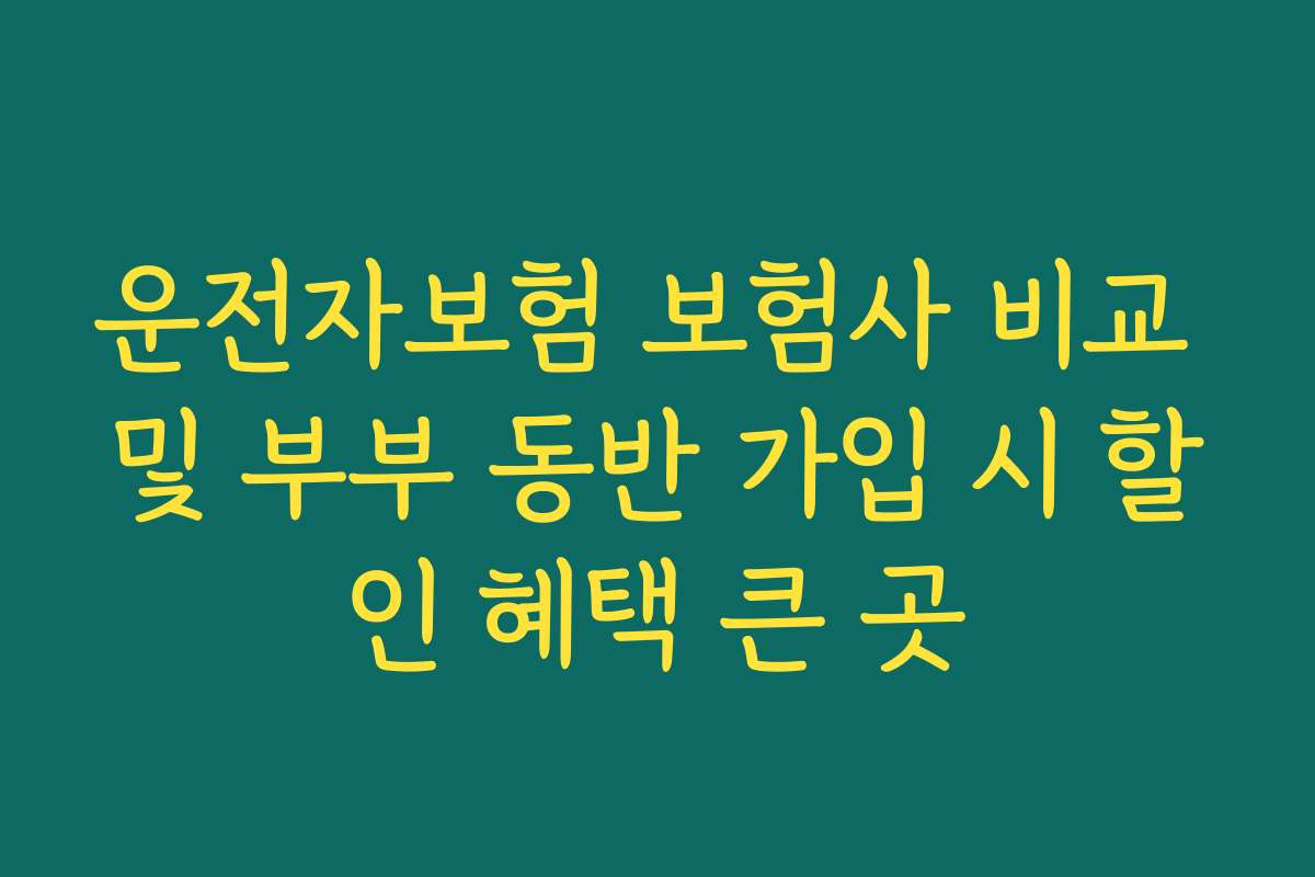 운전자보험 보험사 비교 및 부부 동반 가입 시 할인 혜택 큰 곳