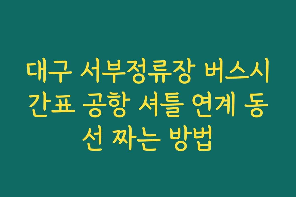 대구 서부정류장 버스시간표 공항 셔틀 연계 동선 짜는 방법