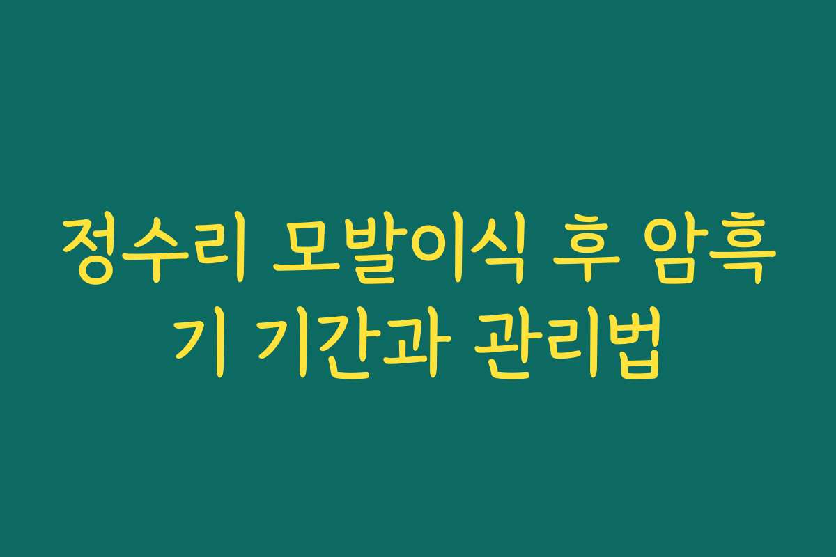 정수리 모발이식 후 암흑기 기간과 관리법