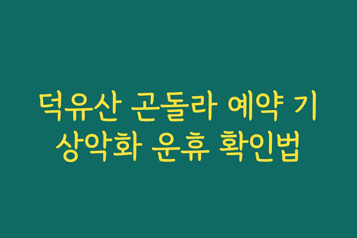 덕유산 곤돌라 예약 기상악화 운휴 확인법