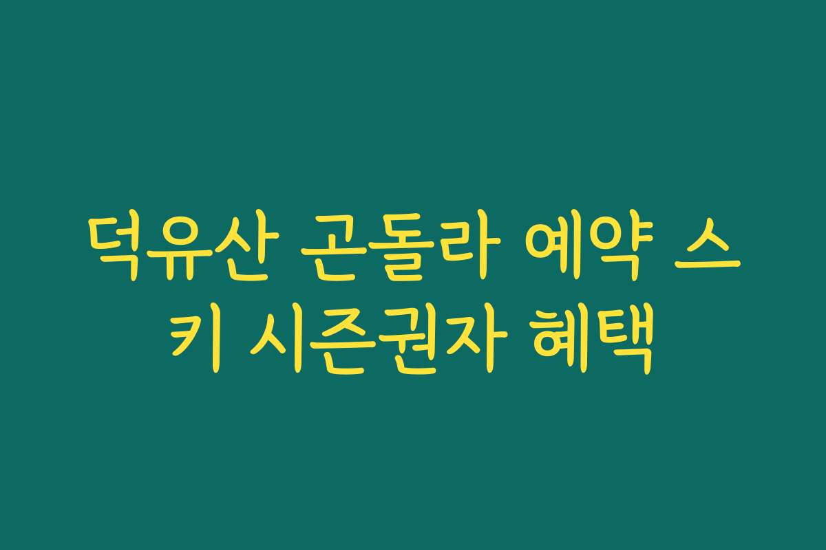 덕유산 곤돌라 예약 스키 시즌권자 혜택