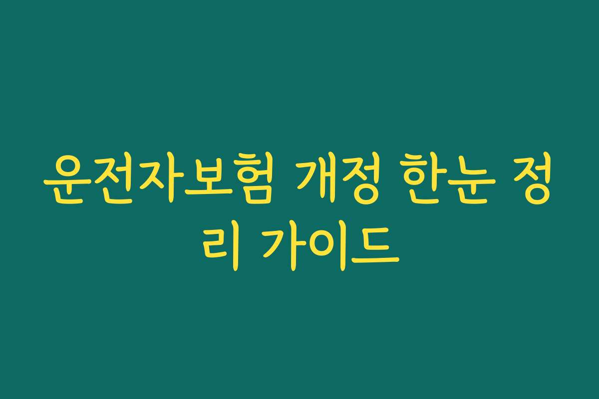 운전자보험 개정 한눈 정리 가이드