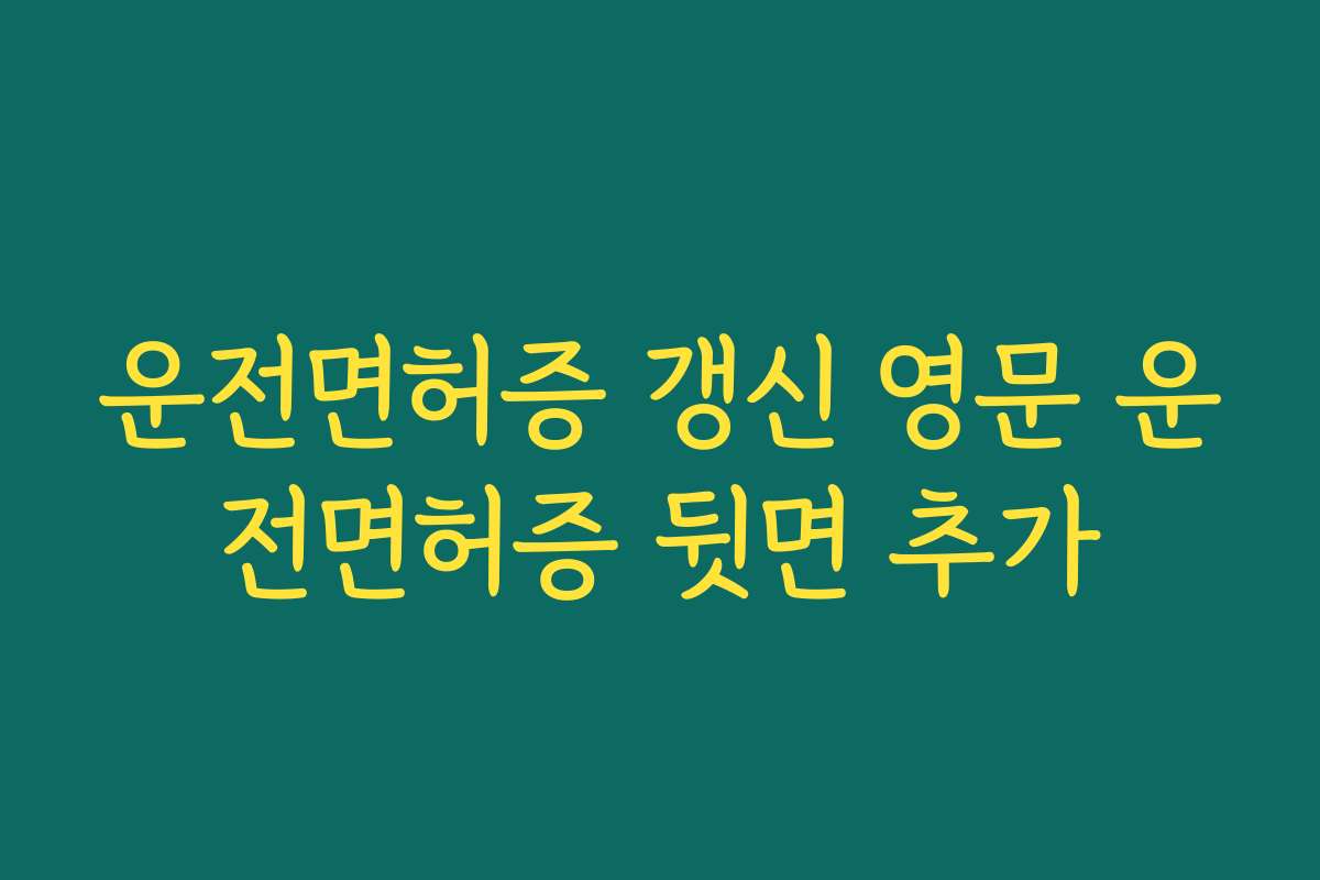 운전면허증 갱신 영문 운전면허증 뒷면 추가