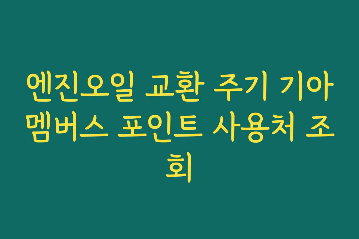 엔진오일 교환 주기 기아멤버스 포인트 사용처 조회