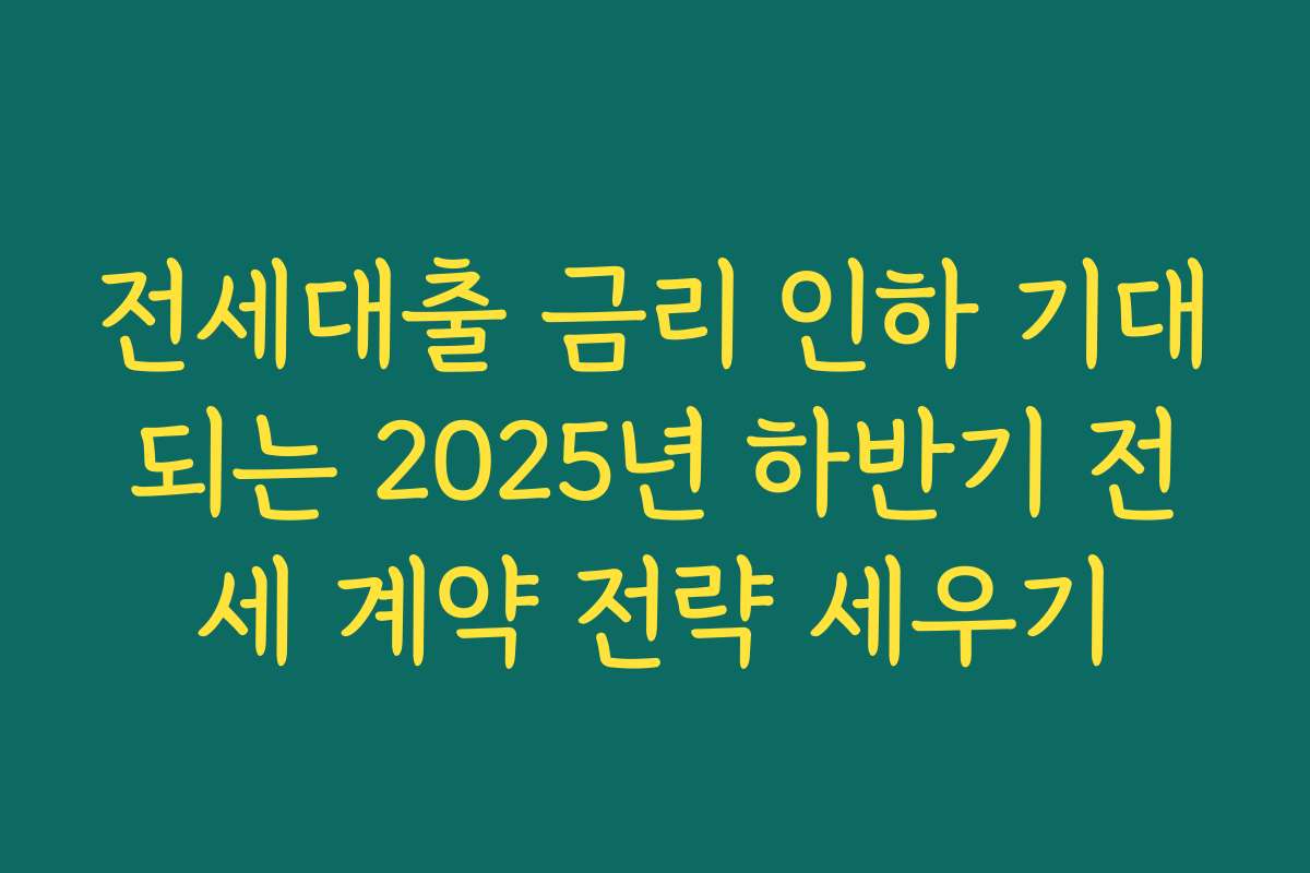전세대출 금리 인하 기대되는 2025년 하반기 전세 계약 전략 세우기