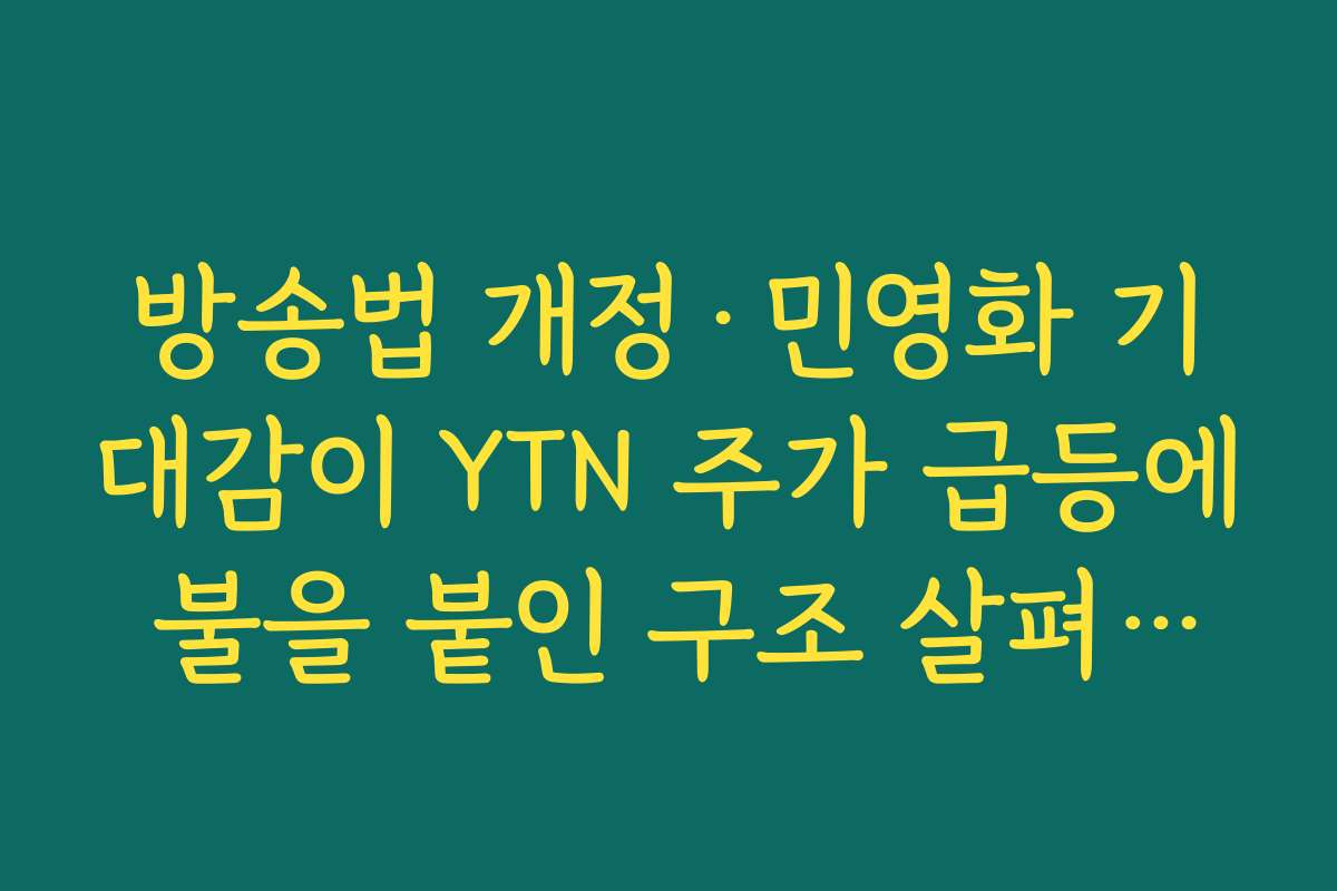 방송법 개정·민영화 기대감이 YTN 주가 급등에 불을 붙인 구조 살펴보기