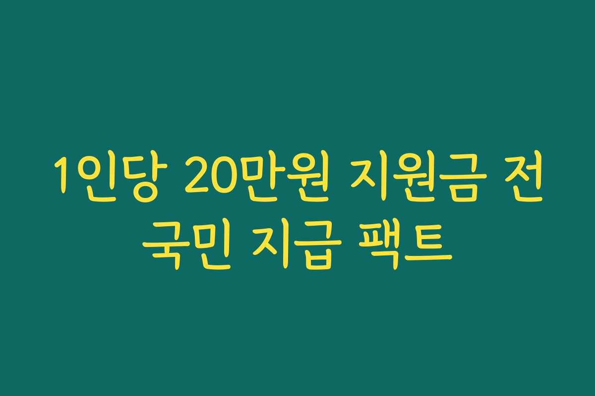 1인당 20만원 지원금 전국민 지급 팩트