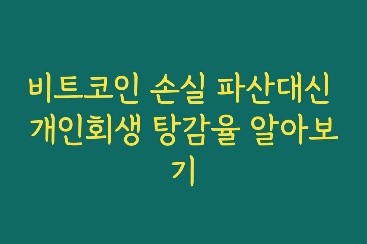 비트코인 손실 파산대신 개인회생 탕감율 알아보기
