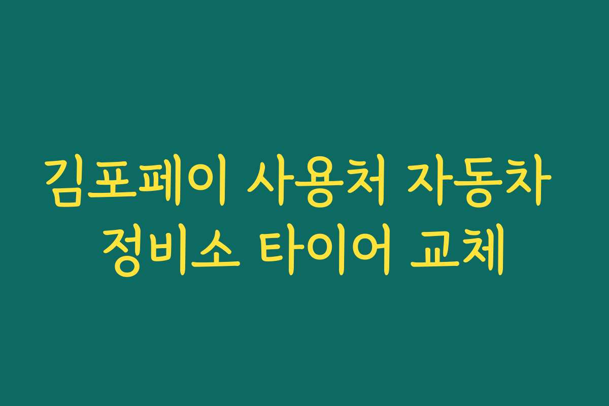 김포페이 사용처 자동차 정비소 타이어 교체