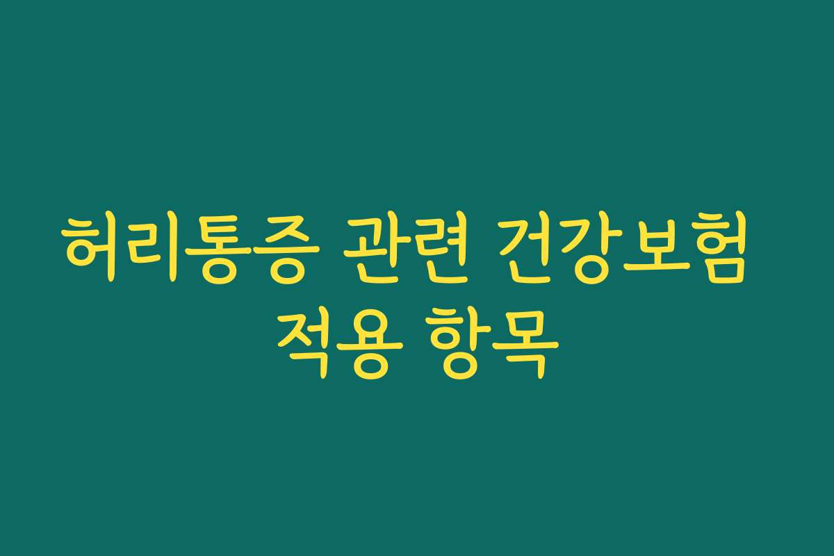 허리통증 관련 건강보험 적용 항목