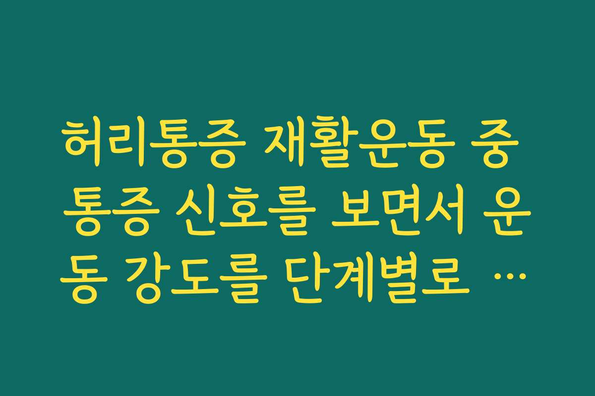 허리통증 재활운동 중 통증 신호를 보면서 운동 강도를 단계별로 조절하는 방법