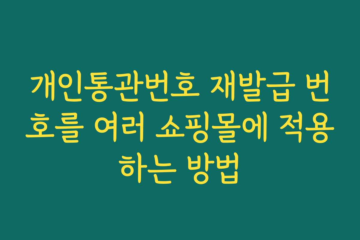 개인통관번호 재발급 번호를 여러 쇼핑몰에 적용하는 방법