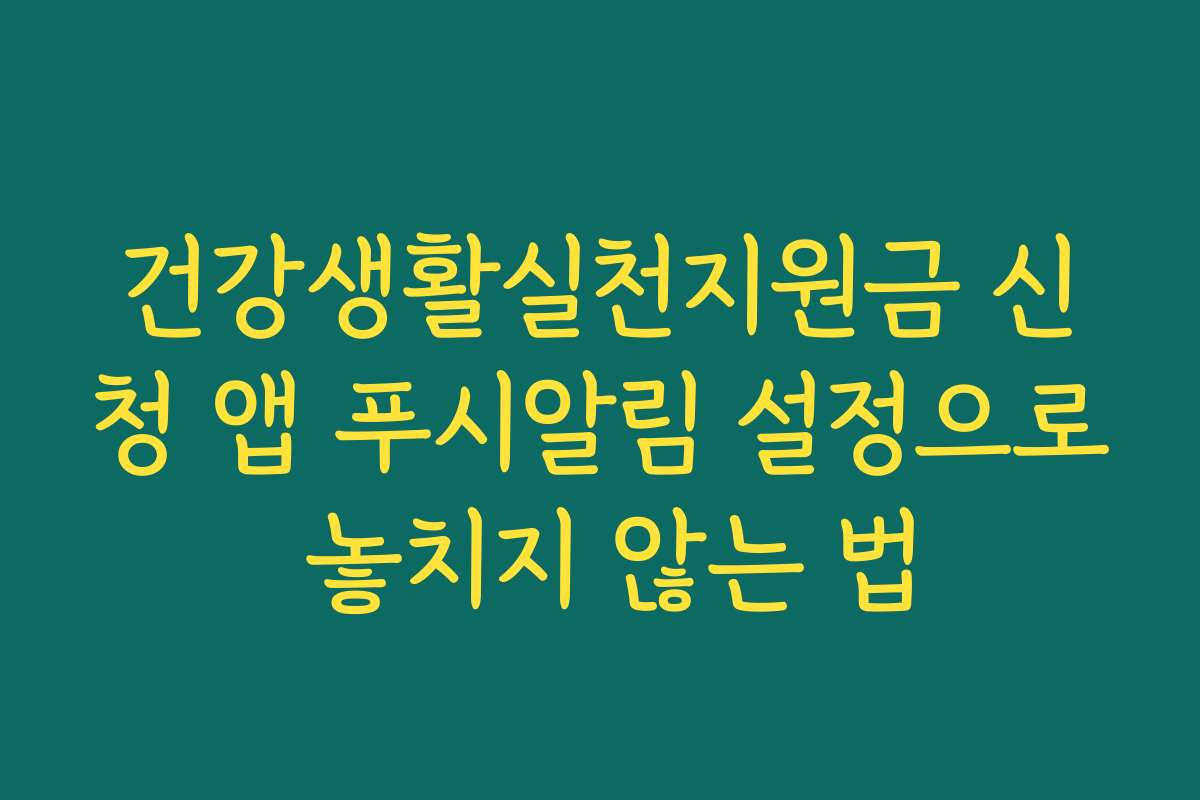 건강생활실천지원금 신청 앱 푸시알림 설정으로 놓치지 않는 법