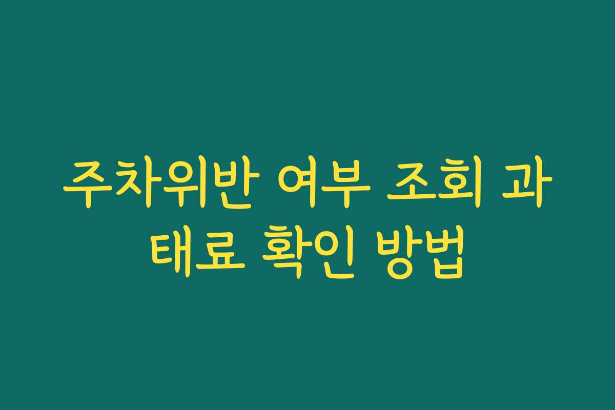 주차위반 여부 조회 과태료 확인 방법