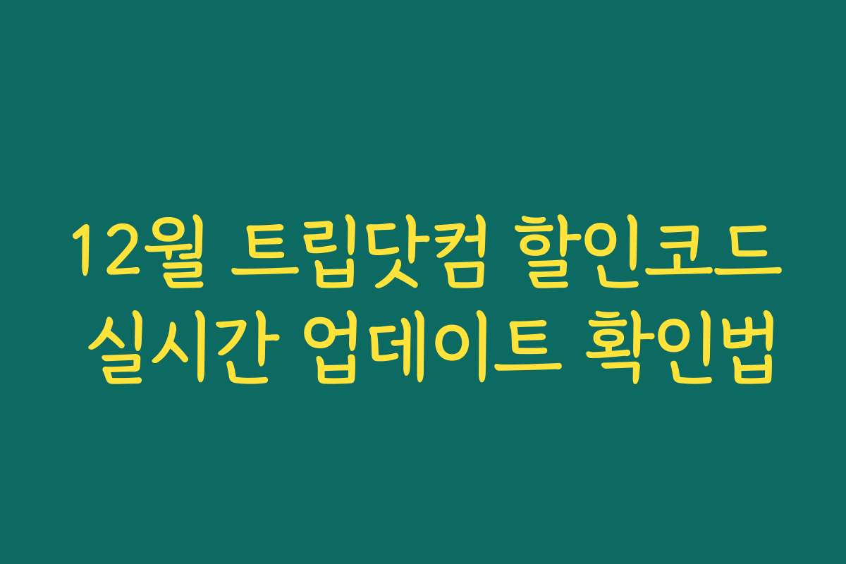 12월 트립닷컴 할인코드 실시간 업데이트 확인법