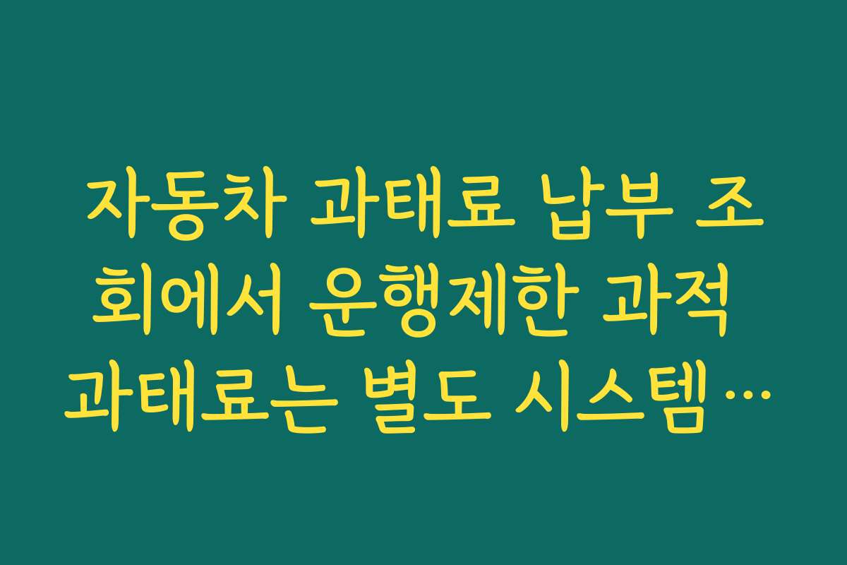 자동차 과태료 납부 조회에서 운행제한 과적 과태료는 별도 시스템에서 확인하는 법