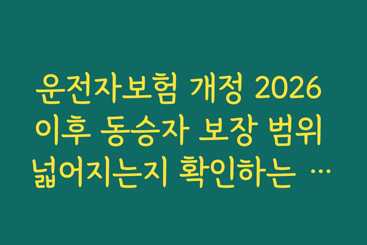 운전자보험 개정 2026 이후 동승자 보장 범위 넓어지는지 확인하는 방법