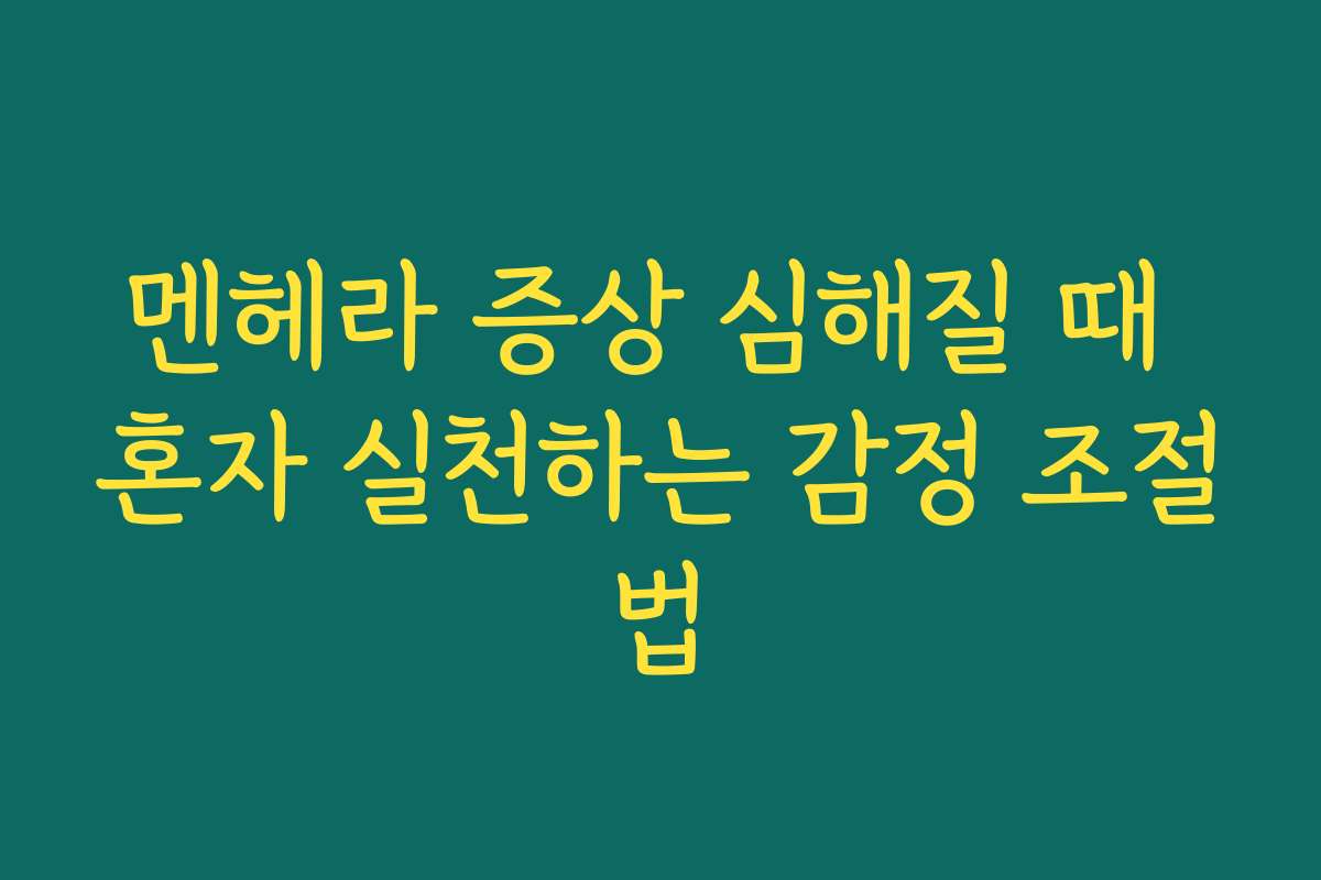 멘헤라 증상 심해질 때 혼자 실천하는 감정 조절법