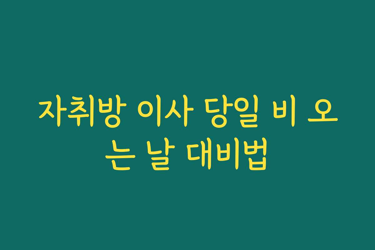 자취방 이사 당일 비 오는 날 대비법