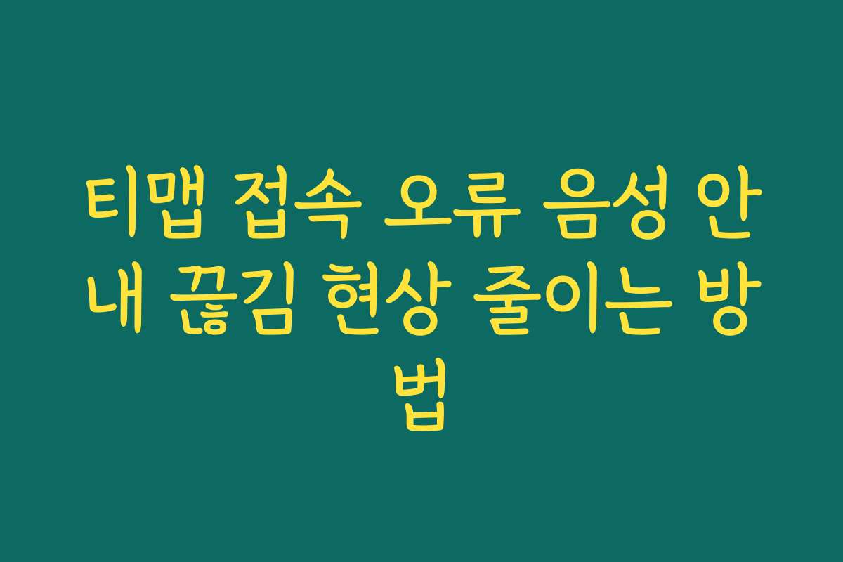 티맵 접속 오류 음성 안내 끊김 현상 줄이는 방법