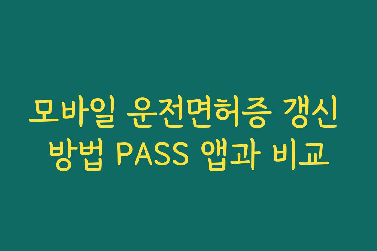 모바일 운전면허증 갱신 방법 PASS 앱과 비교