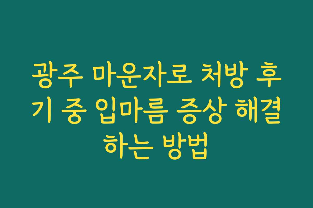 광주 마운자로 처방 후기 중 입마름 증상 해결하는 방법