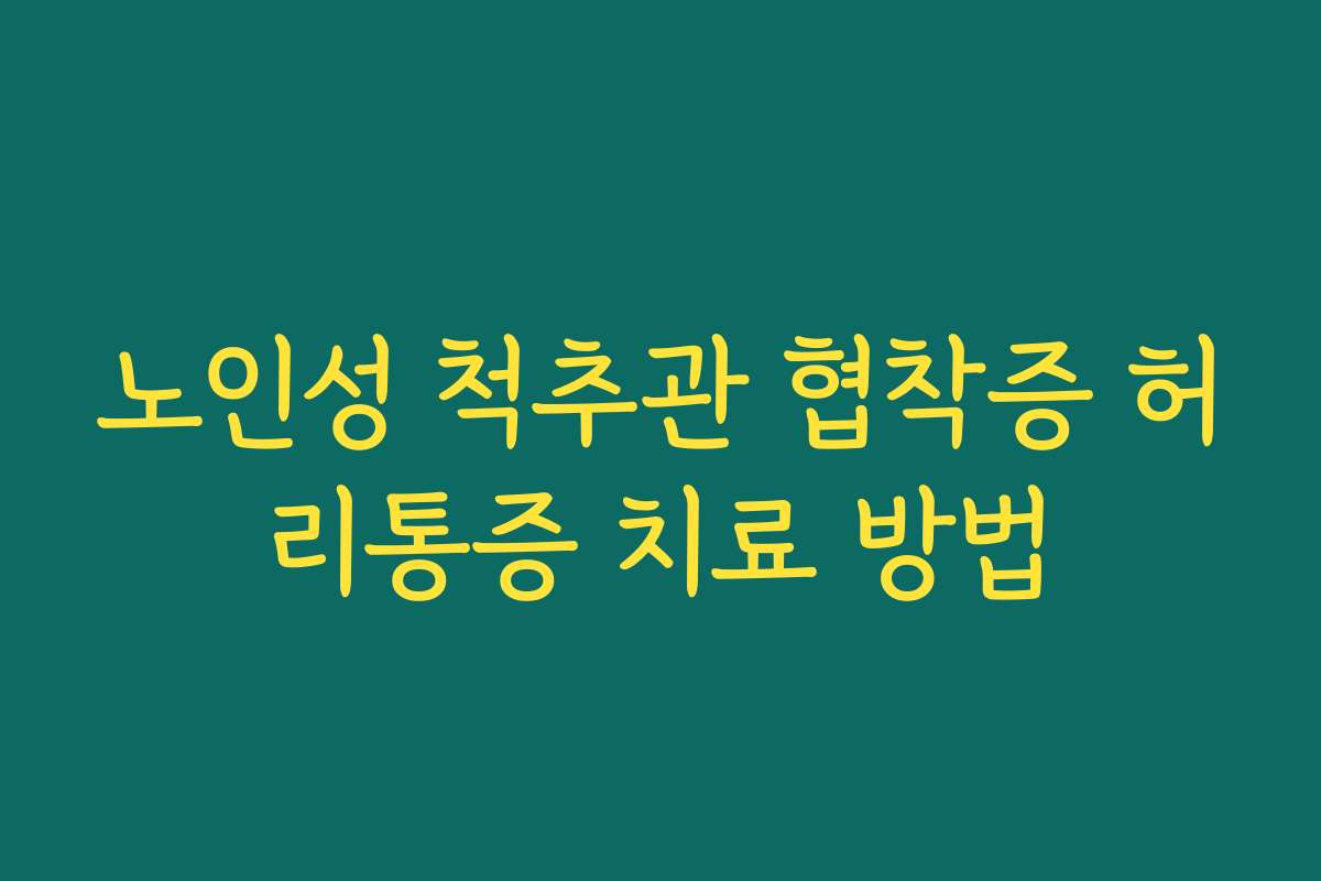 노인성 척추관 협착증 허리통증 치료 방법