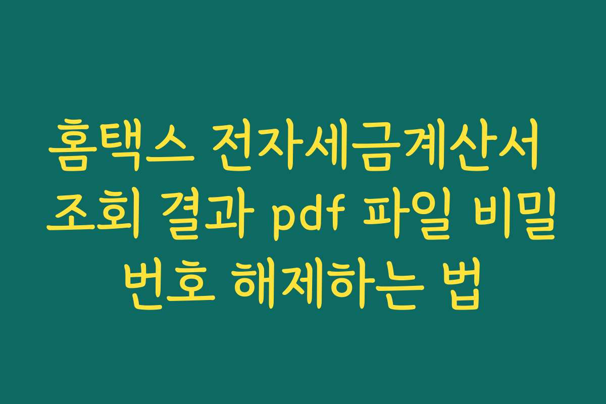 홈택스 전자세금계산서 조회 결과 pdf 파일 비밀번호 해제하는 법