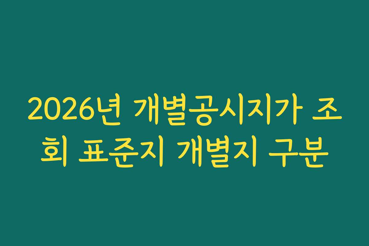 2026년 개별공시지가 조회 표준지 개별지 구분