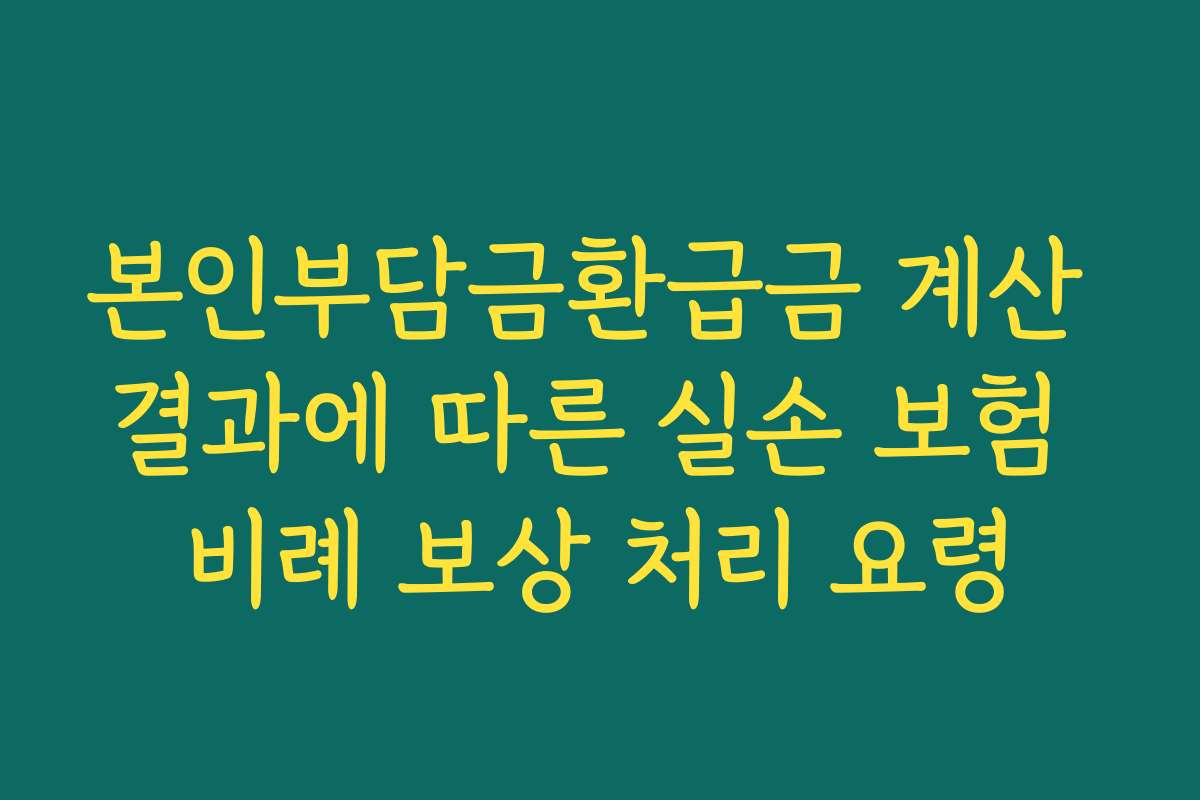 본인부담금환급금 계산 결과에 따른 실손 보험 비례 보상 처리 요령