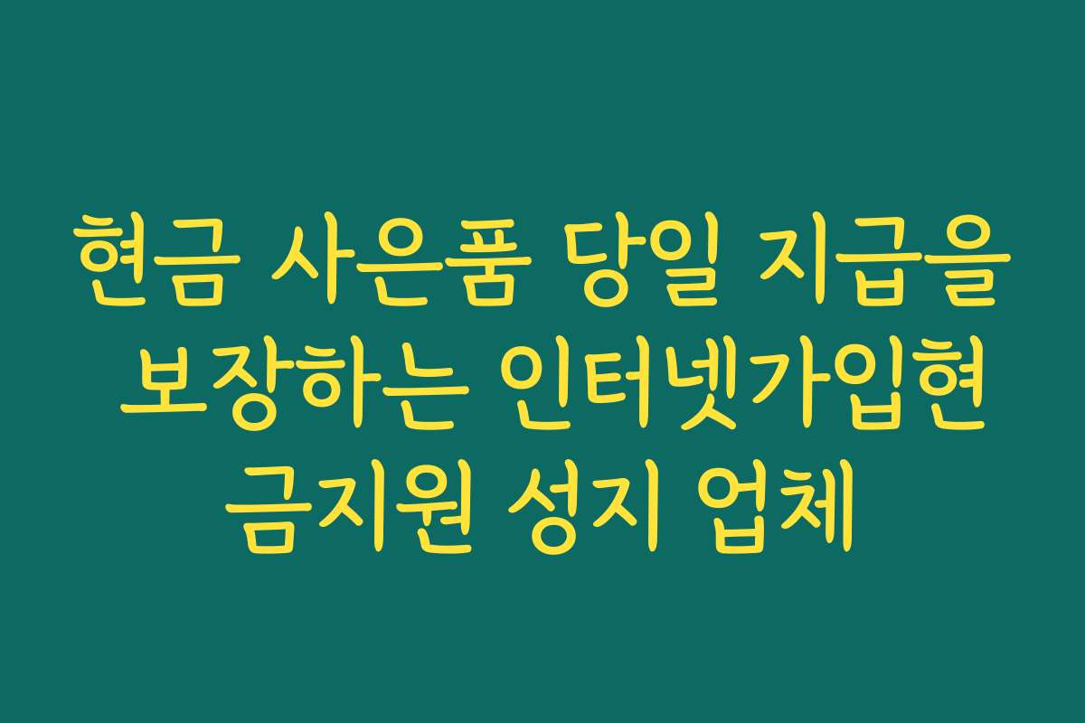 현금 사은품 당일 지급을 보장하는 인터넷가입현금지원 성지 업체