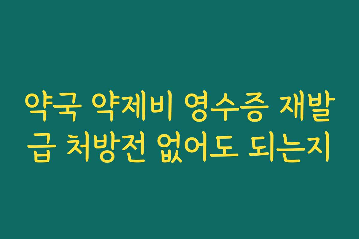 약국 약제비 영수증 재발급 처방전 없어도 되는지