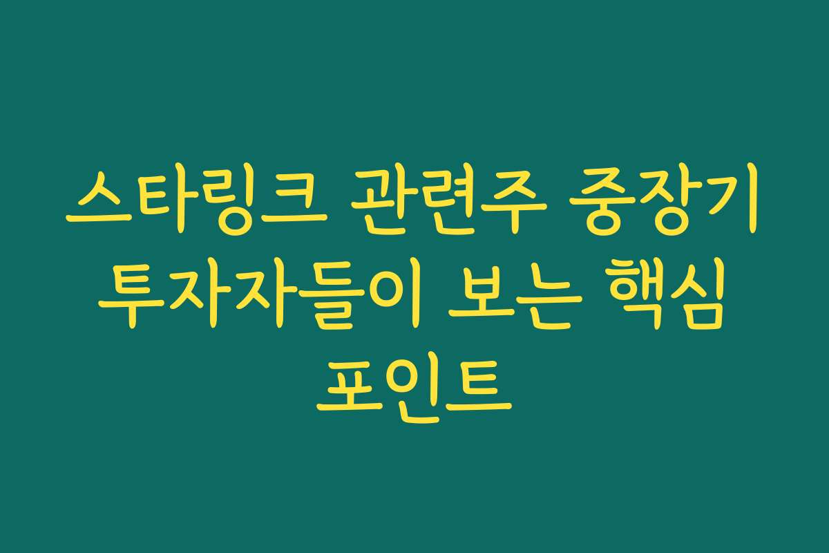스타링크 관련주 중장기 투자자들이 보는 핵심 포인트