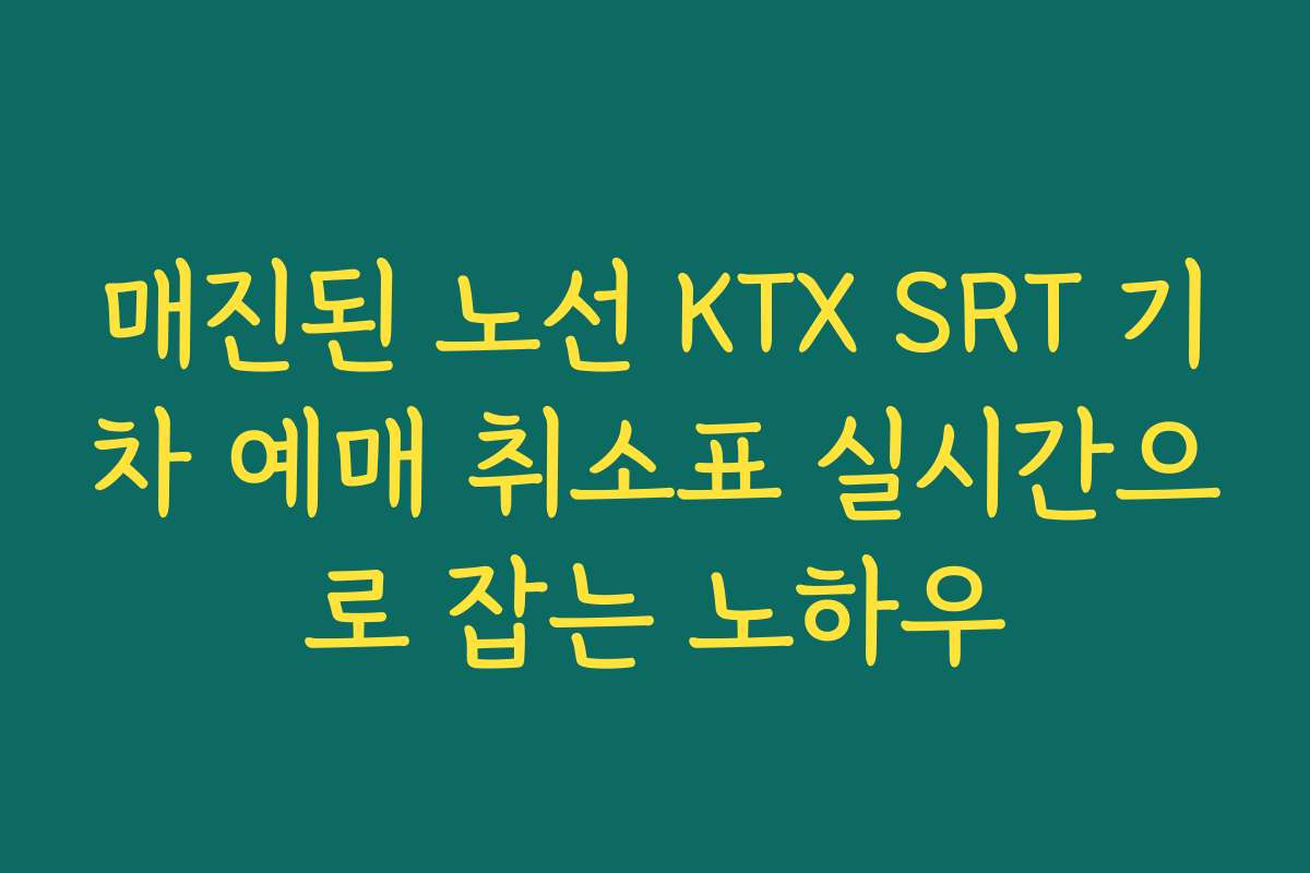 매진된 노선 KTX SRT 기차 예매 취소표 실시간으로 잡는 노하우