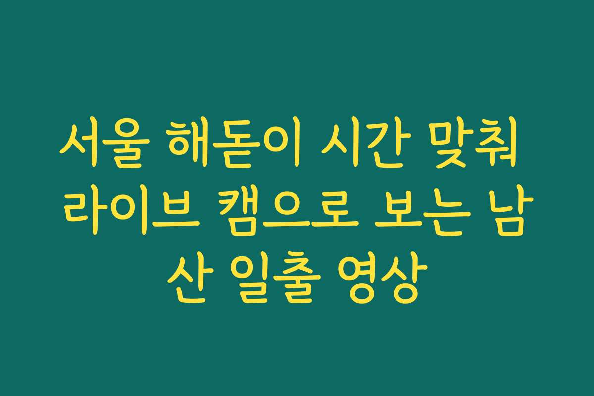 서울 해돋이 시간 맞춰 라이브 캠으로 보는 남산 일출 영상