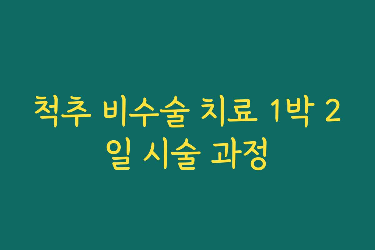 척추 비수술 치료 1박 2일 시술 과정