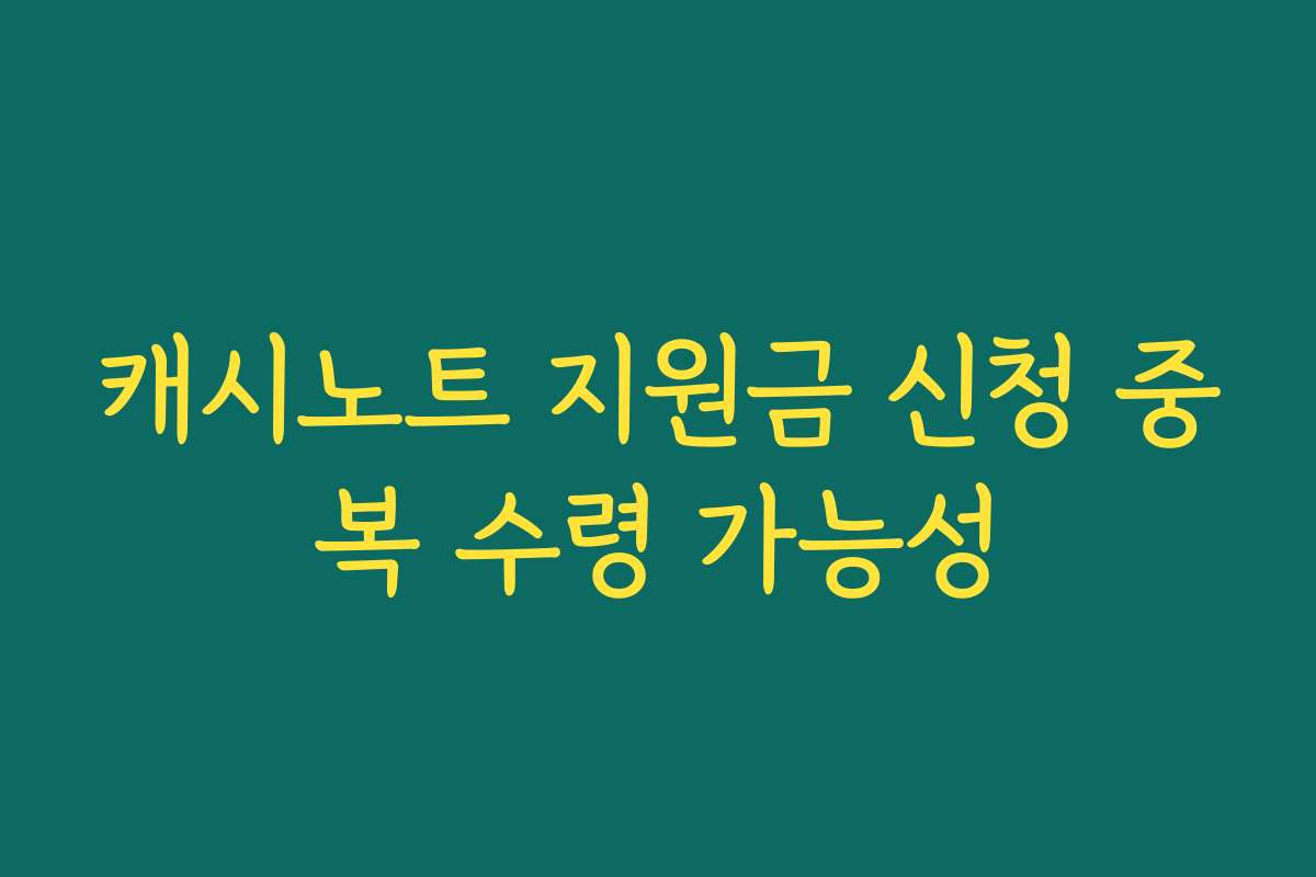 캐시노트 지원금 신청 중복 수령 가능성