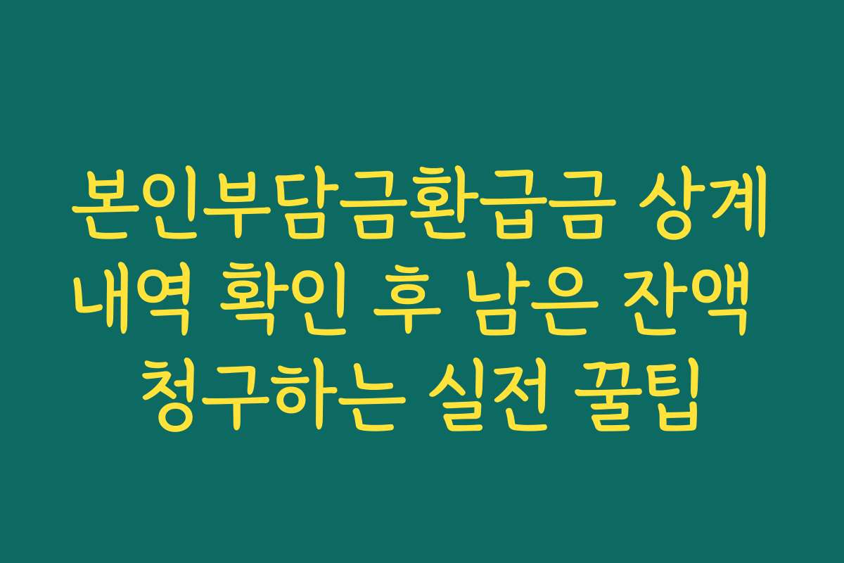 본인부담금환급금 상계내역 확인 후 남은 잔액 청구하는 실전 꿀팁