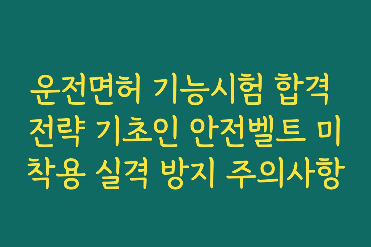 운전면허 기능시험 합격 전략 기초인 안전벨트 미착용 실격 방지 주의사항