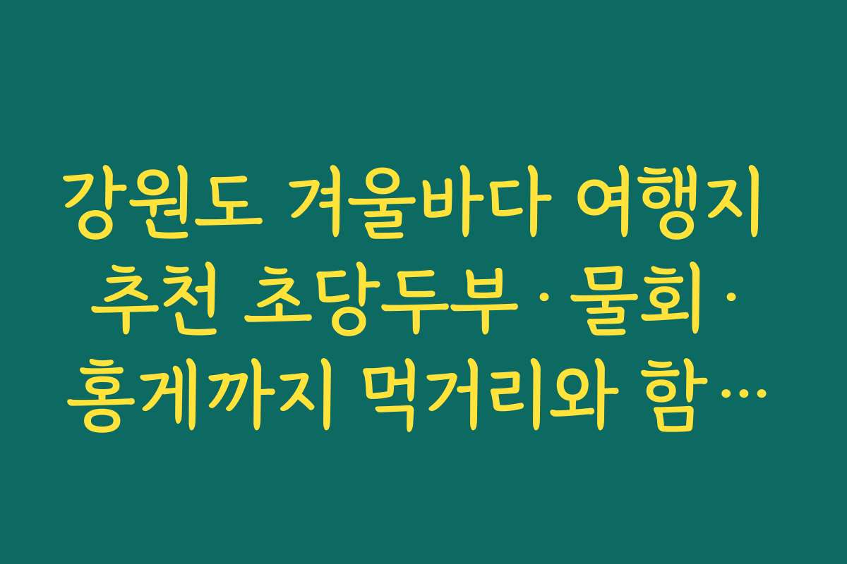 강원도 겨울바다 여행지 추천 초당두부·물회·홍게까지 먹거리와 함께 즐기는 코스
